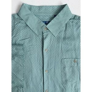 Batik Bay Men's XL NWT Easy Care Aqua‎ Squares Short Sleeve Button Up Shirt